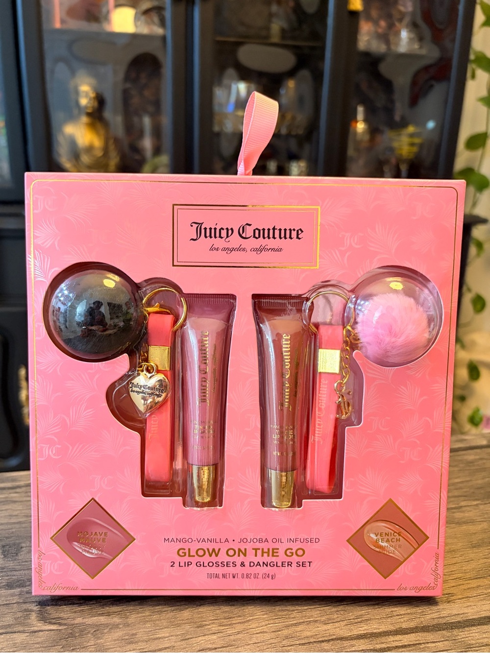 Juicy Couture Pink Glow On The Go Lip Gloss Set with charms